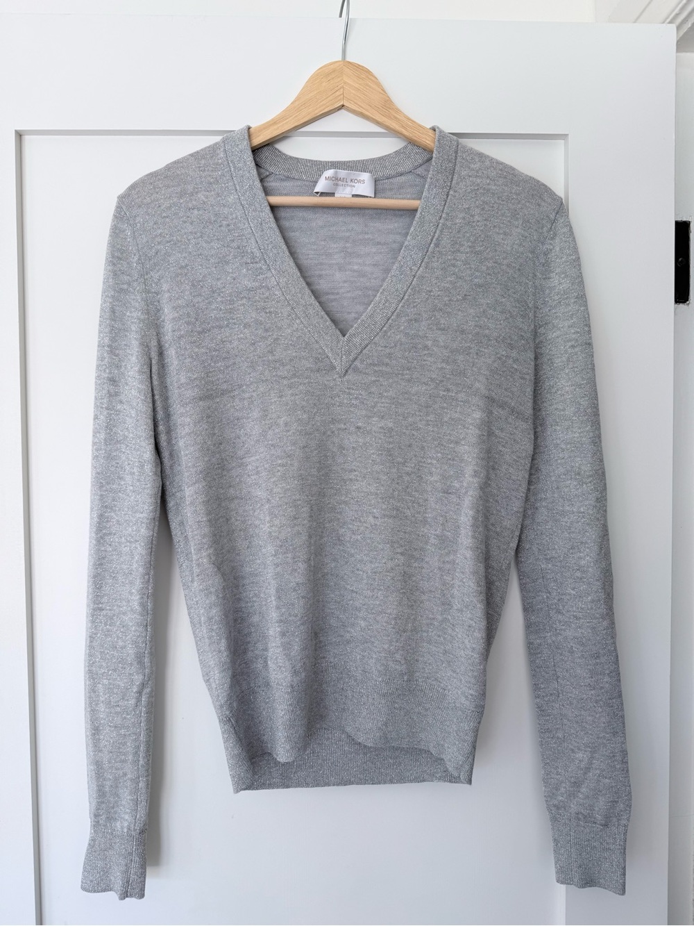 Michael Kors Women’s Silver V-Neck Lightweight Sweater